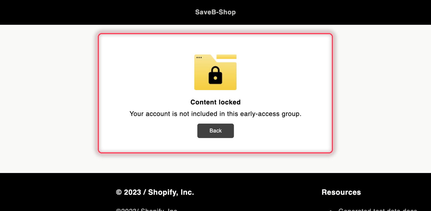 The Pre-release preview page displaying the configured account-not-included message.